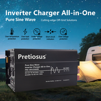Pretiosus Inverter 2500Watt 2.5kw Onduleur à onde sinusoïdale pure avec chargeur DC12v 24v 48v à AC110/120/220/240v Convertisseur de puissance