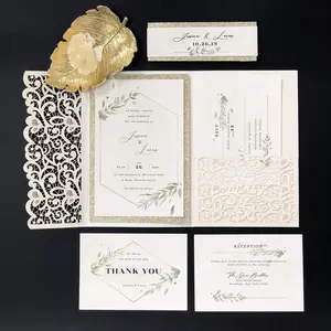 Factory Custom Printing Promotion 3D Envelopes Display Festival Greeting Laser Cut Wedding Invitation Cards