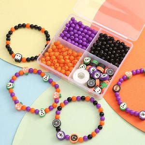 ชุดทำสร้อยข้อมือฮาโลวีน DIY พร้อมลูกปัดอะคริลิกรูปทรงกลมขนาด 6 มม. ลูกปัดดินโพลิเมอร์ขนาด 10 มม. เชือกยางยืด และกล่องเก็บของ 4 ช่อง - Product Image 2