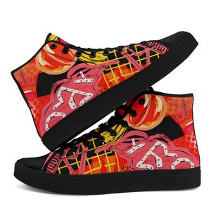 Chaussures montantes décontractées pour hommes en toile, personnalisées, avec imprimé étoile et éclair vintage, respirantes, style marche et skateboard, OEM ODM, faible MOQ - Product Image 3