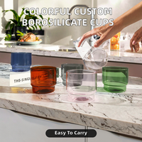 Tasses à café empilables personnalisables en verre borosilicate coloré, design nordique, compatibles micro-ondes et lave-vaisselle, portables, 301-400 ml