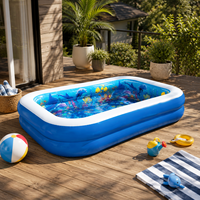Piscine rectangulaire en PVC à 2 anneaux, motif monde sous-marin, vente en gros d'usine, pour enfants, divertissement aquatique