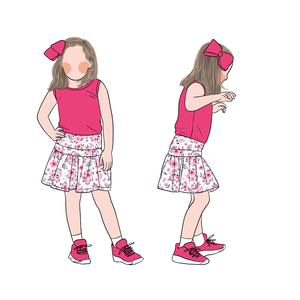 Nuovo Set Estivo 2026 per Bambine: Top Senza Maniche Tinta Unita e Minigonna con Stampa Floreale, <span class=keywords><strong>Abbigliamento</strong></span> per Bambini, MOQ Basso, Etichetta Privata - Product Image 4