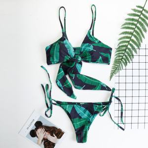 Bikini de Mujer OEM ODM de Fábrica, Traje de Baño con Tirantes en V, Estilos Personalizados, Tela de Nailon Transpirable de Secado Rápido, 1 Estampado Sólido - Product Image 1