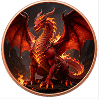 Pièce de monnaie double face 3D en cuivre pur 999, motif Dragon de feu, 1 oz et 5 oz, haute définition, couleur UV, effet proof, Art de la puissance du dragon inégalé