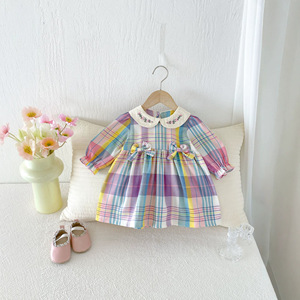 Abiti Autunnali per Bambine 2026, Gonne in Stile Coreano, Eleganti Vestiti a Quadri Colorati per Bambine e Neonate - Product Image 1