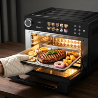 Horno Multifunción para Asar Pollo Entero, Horno Freidora de Aire con 18 Ajustes Preestablecidos, Horno Grill Familiar para Cocinar Kebab y Barbacoa