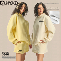Ensemble de survêtement en molleton de coton de haute qualité pour femmes, sweat-shirt et short, ensemble 2 pièces, logo personnalisé, style streetwear, ensembles pour femmes