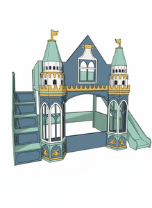 Роскошная розовая кровать-замок для девочек, двухъярусная кровать, комплект мебели для детской комнаты, на заказ, с большим шкафом-гардеробом и горкой - Product Image 2