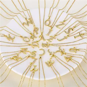 18K Vergulde Diamant Ingelegde Sieraden Ketting Engels Letters Hanger Rvs Ketting Voor Vrouwen