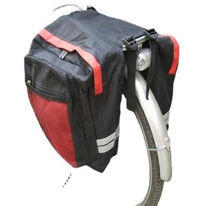 Sacs à bagages arrière pour vélo, sacs étanches doubles, couleur noir-rouge avec bandes réfléchissantes, accessoires pour vélo de montagne - Product Image 4