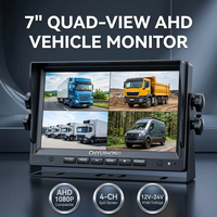 Monitor AHD de 7 Pulgadas con Pantalla Cuádruple de 1080P y 4 Canales para Sistema de Cámara de Visión Trasera de Camiones, Autobuses y Autocaravanas