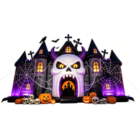 Grande maison hantée gonflable, labyrinthe gonflable géant, décoration d'Halloween en plein air pour parc d'attractions et centre commercial