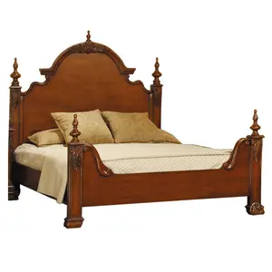 سرير كلاسيكي مضمون بجودة عالية, سرير كلاسيكي فاخر من الخشب مزود بـ 4 بوسترات مصمم حسب الطلب ، سرير تقليدي من الخشب ذو تصميم تقليدي ، من فئة التصميم الأصلي ، مزود بأربعة بوسترات خشبية