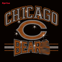 Transfert thermocollant en strass motif 'Bear Down' pour vêtements, design 'She's From Illinois' en cristal brillant à fixation à chaud