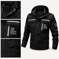Veste de travail réfléchissante à capuche personnalisée pour homme, plusieurs poches zippées, cordon de serrage, patch, logo OEM, vente en gros, usine