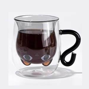 250ml Quà Tặng tùy chỉnh ý tưởng cốc cà phê thủy tinh dễ thương cốc cà phê thủy tinh phim hoạt hình mèo hình dạng cốc cà phê thủy tinh cho bữa ăn sáng Sữa nước trái cây trà - Product Image 5