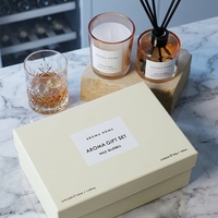 En gros Coffret cadeau d'ambiance pour la maison Bougie parfumée Diffuseur à bâtonnets Pot en verre dégradé ambre Kit de parfum à la cire de soja Mariage et Ameublement