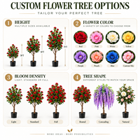 Arbre artificiel de glycine, fausses fleurs roses suspendues, longues fleurs en cascade, décoration pour mariage, événement, hôtel, jardin, usage commercial