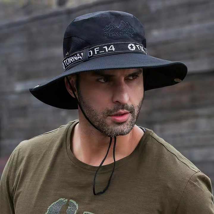 flat brim hiking hat