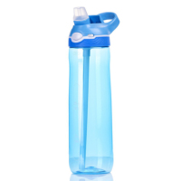 Bouteille d'eau sport en Tritan transparent au design moderne avec paille détachable, colorée, pour voyage et gym, avec poignée