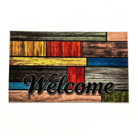 Tapis de bienvenue en fibre de coco à motif bois imprimé sur mesure, base en caoutchouc antidérapante, absorbant l'eau, séchage rapide, résistant à l'huile, fin, anti-salissures