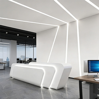 Bureau de réception classique en marbre à surface solide éclairé par LED, finition brillante blanche