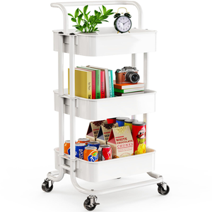 Small Mobile Trolley Storage Rack Multi Layer Home Tool Trolley Iron Frame Plastic Basket Storage Rack for Living Room Bedroom - Product Image 5