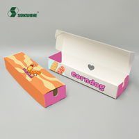 Boîte à emporter en papier auto-érectible personnalisée, écologique, avec revêtement UV et paillettes, pour sushis, corn-dogs, mochi, beignets, chips de pommes de terre et autres aliments