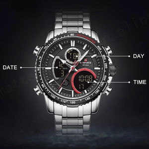 Montre décontractée à double affichage NAVIFORCE 9182, chronographe d'affaires pour homme, vente chaude, montre-bracelet numérique à quartz avec date pour homme - Product Image 4