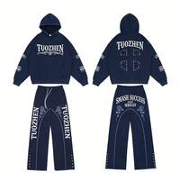 Survêtement à capuche unisexe en coton 100% personnalisé par le fabricant, coupe évasée, imprimé délavé à l'acide, streetwear épais, coupe classique