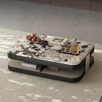 Ensemble de table basse rectangulaire en bois et marbre moderne de luxe, meubles de salon, élégant, stylé, unique, décoration italienne, design de créateur