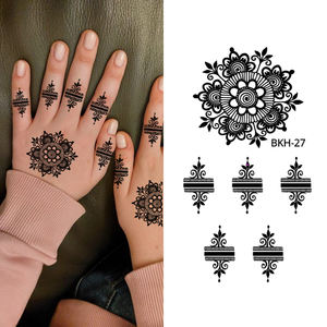 Kids Safe Black Henna Tatuajes Temporales Diseños Peel-Off no tóxicos Mandala impermeable para fiestas y eventos hechos de papel - Product Image 3