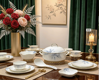 Service de vaisselle de luxe en porcelaine fine, assiettes en céramique de haute qualité, prix d'usine, logo personnalisé, vente en gros