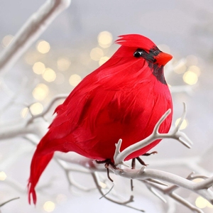 Usine Directe Artisanat 3 Grand Rouge Vif Dodu Graisse Artificielle Oiseaux Cardinaux pour Ornements D'arbre De Noël - Product Image 2