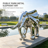 Sculpture d'éléphant en acier inoxydable 304 poli miroir, taille personnalisée, statue de paysage en métal pour jardin de villa extérieur