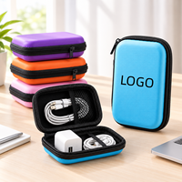 Étui rigide en EVA personnalisé avec logo, étanche, portable, pour organiser les câbles d'écouteurs, petite pochette de rangement pour accessoires de voyage