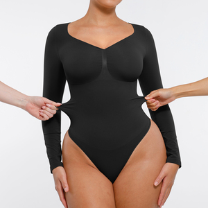 Body Modellante Hexin a Maniche Lunghe con Scollo a V, Fascia in Vita e Valorizzazione dei Fianchi per Donne - Product Image 3