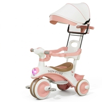 Tricycle pour enfants de qualité supérieure à 3 roues, jouet pour bébé avec musique et lumières, poignée de poussée amovible
