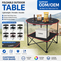 Table ronde pliante de camping en acier inoxydable moderne, portable, petite, pour pique-nique en plein air, avec 4 porte-gobelets, meubles