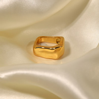 Chunky 18 Karat vergoldeter Edelstahl Geometric Square Wide Cool Rings Schmuck