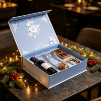 Coffret cadeau de vin bleu à motifs floraux avec verres, amandes, truffes au chocolat, tire-bouchon, emballage, vente en gros, ensemble de cadeaux gastronomiques