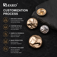 Boutons à pression SANKO personnalisés en alliage de zinc plaqué avec logo vintage en relief pour jeans et manteaux en denim