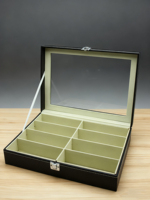 Haute qualité nouveau Style minimaliste 8 fentes bois noir résistant à l'eau écologique étui de rangement pour lunettes serrure à couvercle en verre