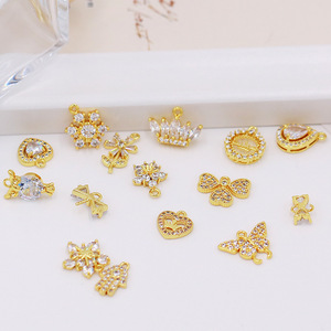 Pendientes de Zirconia Chapados en Oro con Forma de Mariposa, Microincrustaciones de Aleación de Cobre, Accesorios de Joyería DIY de 16mm - Product Image 1