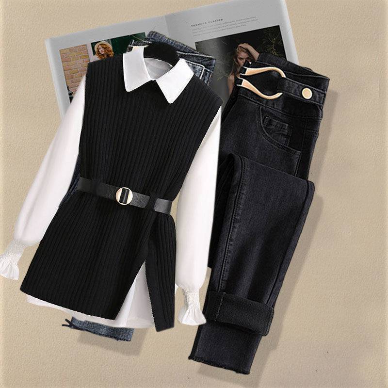 1912 gilet nero + camicia + pantaloni neri