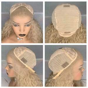 Perruques longues bouclées de 22 pouces à haute densité en cuivre, couleur <span class=keywords><strong>auburn</strong></span>, Futura, perruques dentelle frontale synthétiques pour femmes noires - Product Image 5