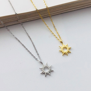 Collar de plata esterlina estilo europeo y americano S925, collar de sol ondulado, collar de cadena de llama geométrica de plata <span class=keywords><strong>925</strong></span> para mujer - Product Image 1