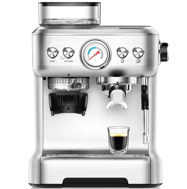 Moulin à café entièrement automatique Machine à café expresso Mousseur à  lait intégré, cafetière à système de pression, machine à café domestique  Moulin à épices à café presse-agrumes mélangeur de : 