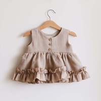 Ensemble 2 pièces pour bébé fille, automne, taille 3T, en coton côtelé, robe décontractée unie, gilet et jupe à volants